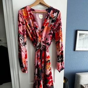 Maeve/Anthropolgie Midi Silk Floral dress